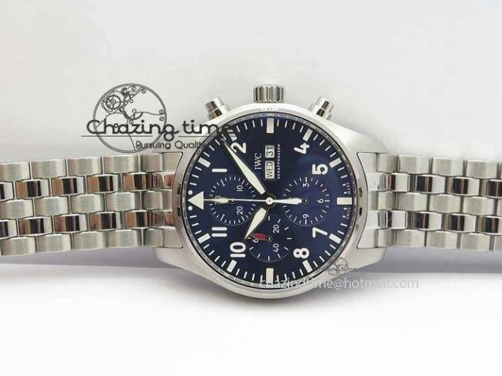 MIROTIME 0808 UrbanChic Pilot Chrono 2016 IW377714 ZF 1:1 Best Edition Blue Dial On SS Bracelet A7750 V 7272
